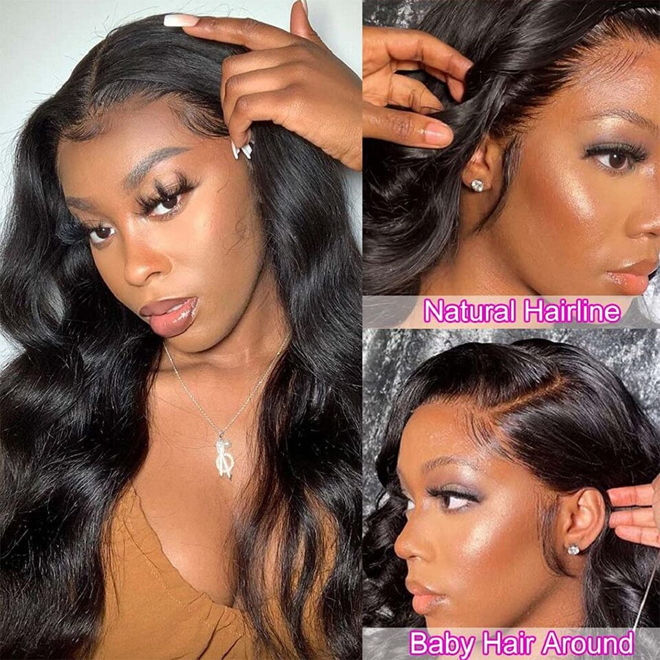 13x6 HD Transparent Lace Frontal Wig Body Wave Lace Front Wig For Black Women 4X4 Lace Closure Human Hair Wigs Wet and Wavy